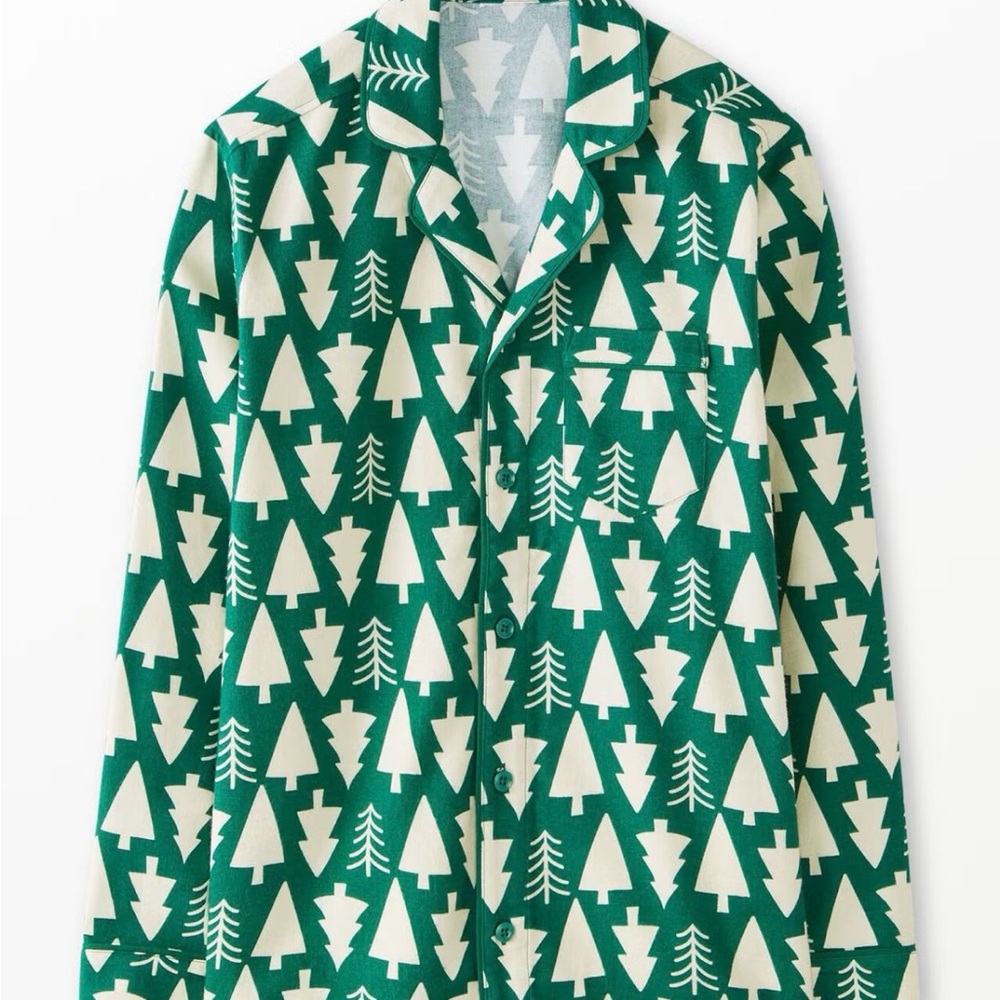 Hanna Andersson Green and White Tree Print Pajama Top
